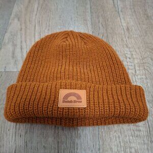Dutch Bros Orange Knit Beanie With Leather Patch Logo